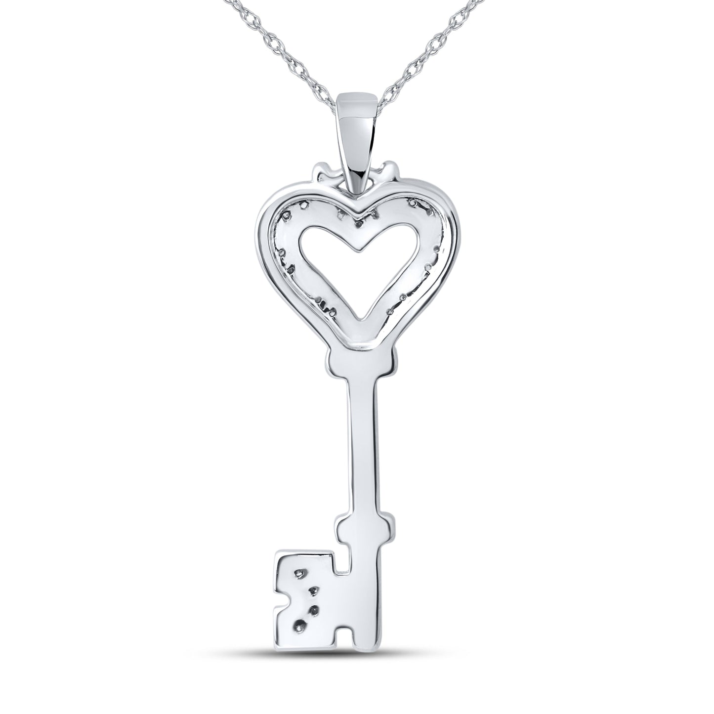 10kt White Gold 0.06 CTW Diamond Pendant With 10kt Chain