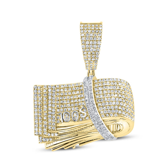 10k Yellow Gold 0.94 CTW $100 Bills Diamond Charm
