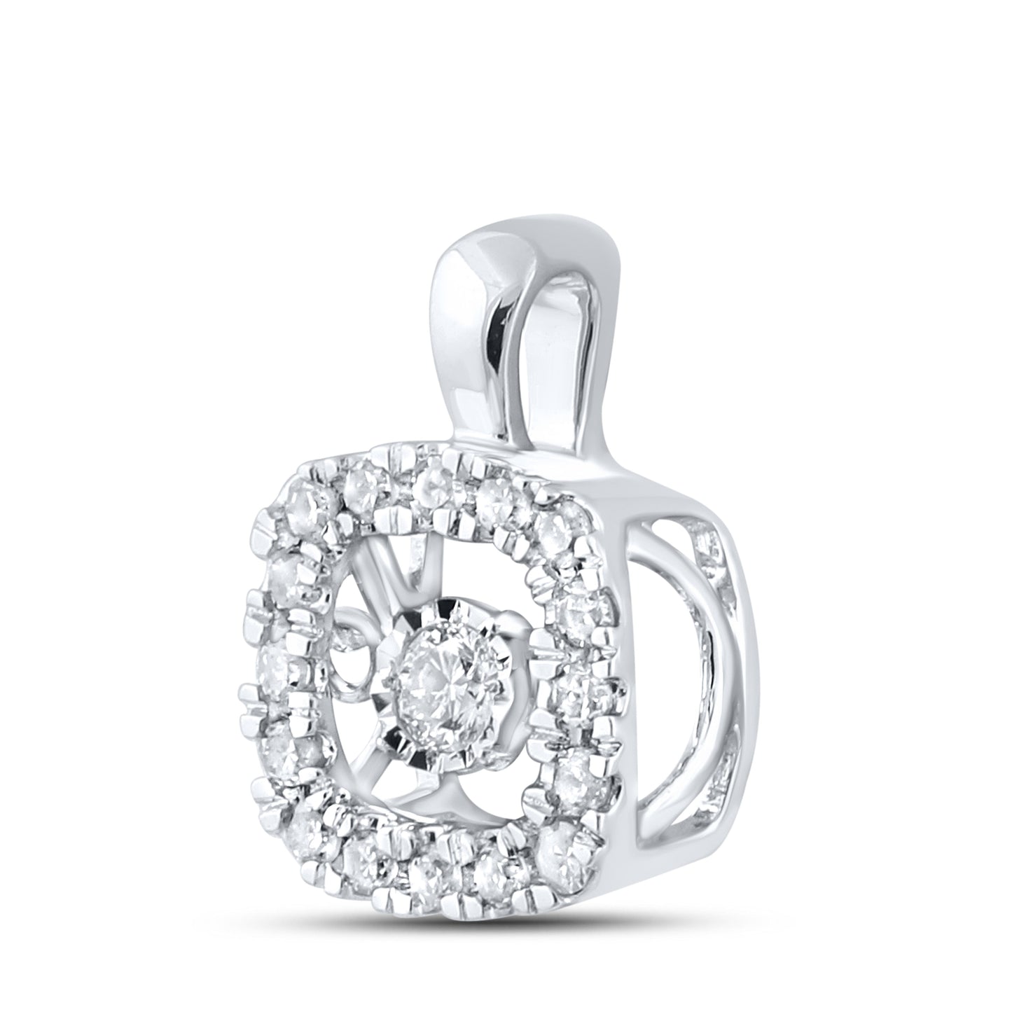 10k White Gold 0.16 CTW Natural Diamond Pendant