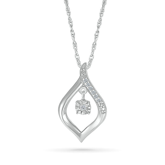 10k White Gold 0.03 CTW Diamond Pendant with White Gold Chain