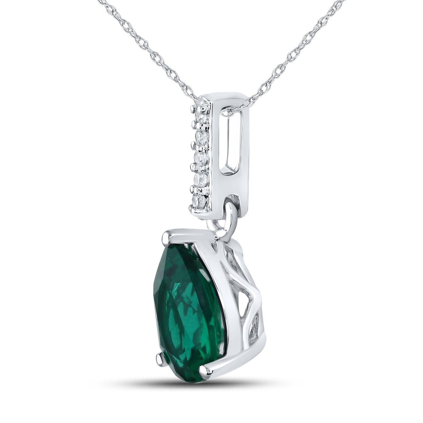 14kt White Gold 0.03 CTW Lab Diamond Pendant With 10kt Gold Chain