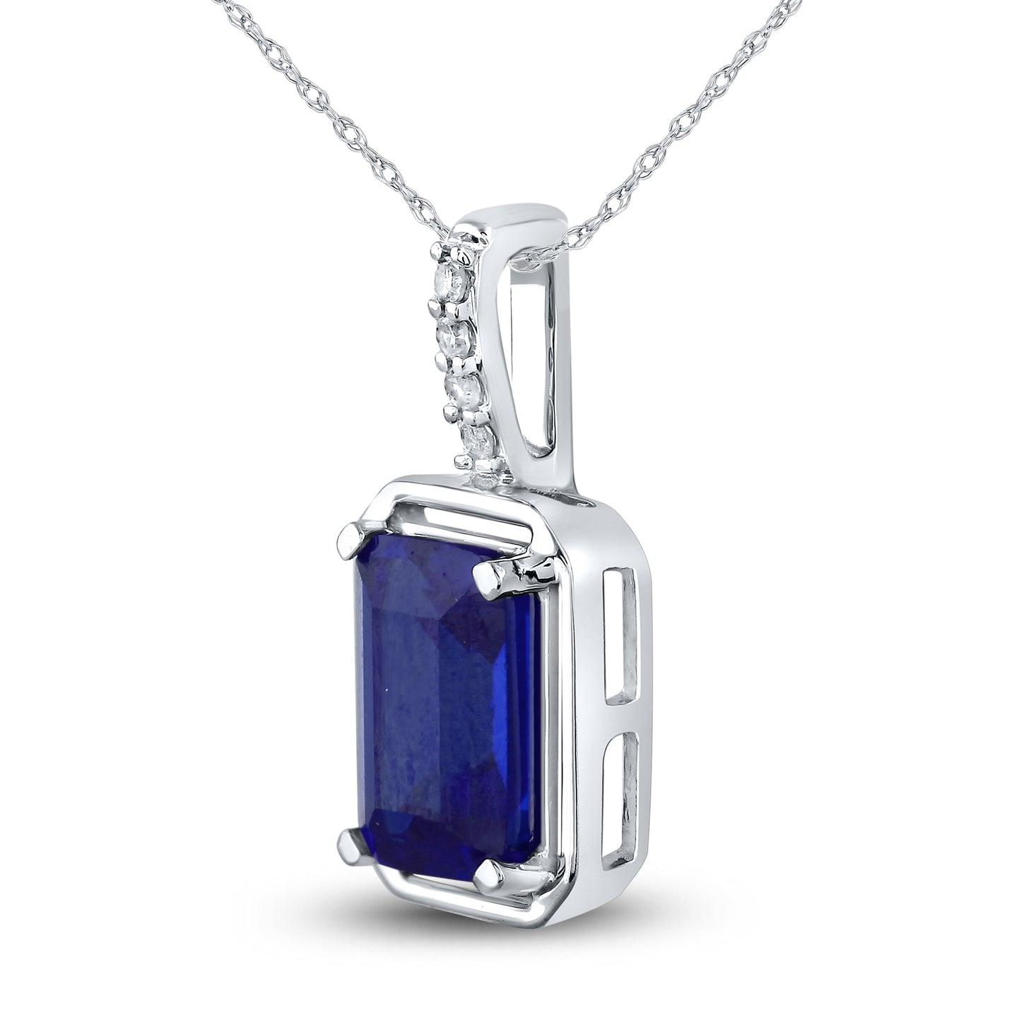14kt White Gold 0.02 CTW Sapphire Lab Diamond Pendant