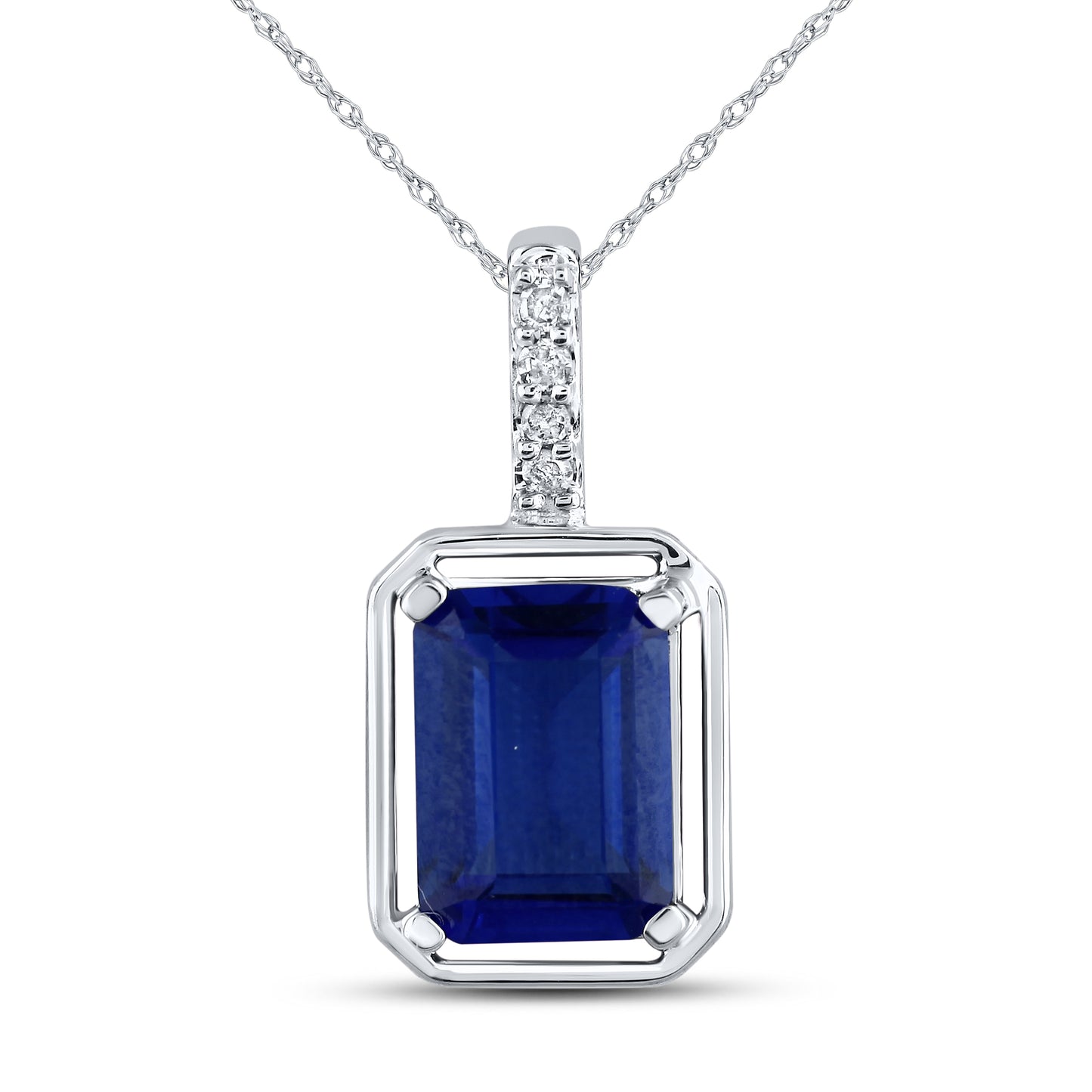 14kt White Gold 0.02 CTW Sapphire Lab Diamond Pendant