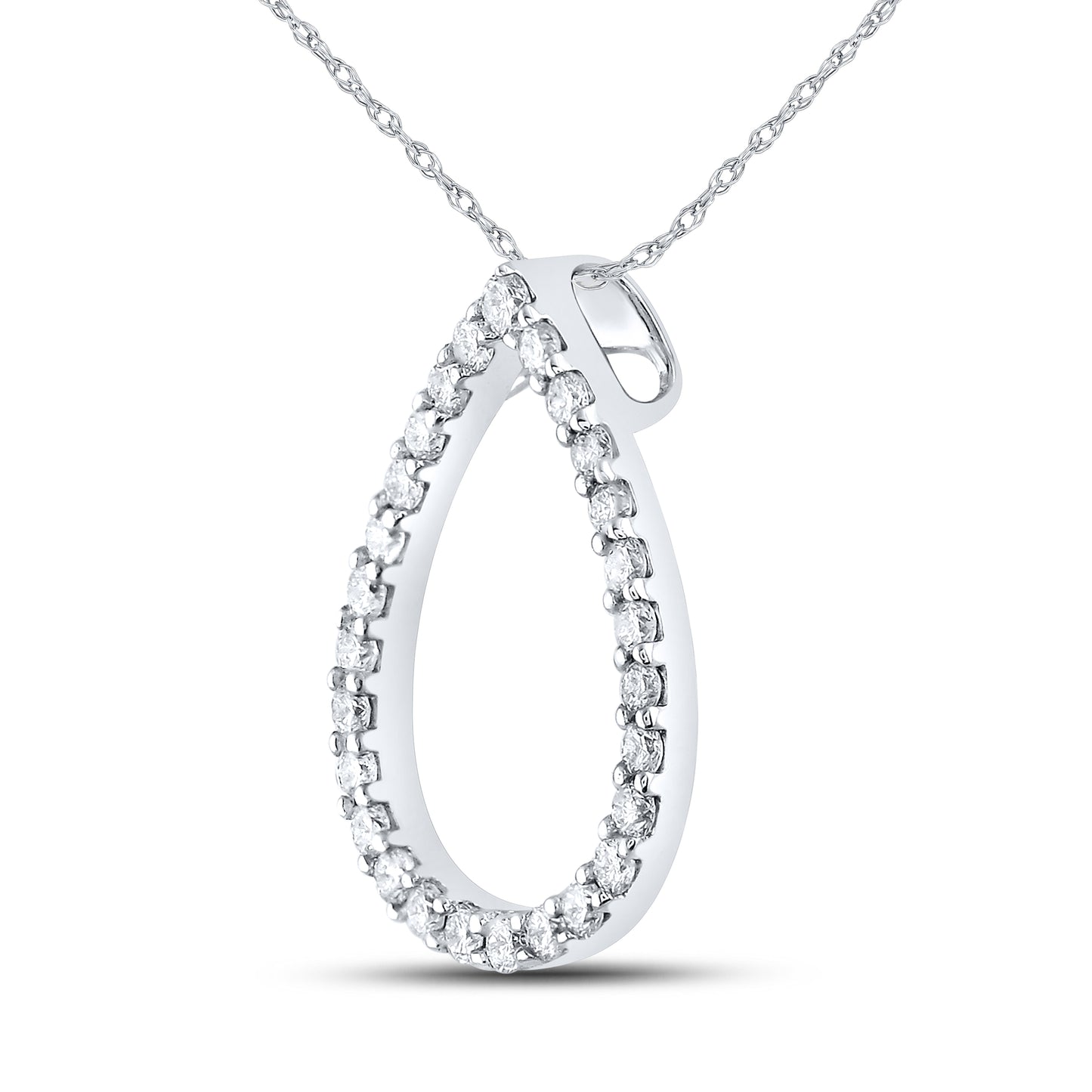 14kt White Gold 1/5 CTW Diamond Pendant With 10kt Chain