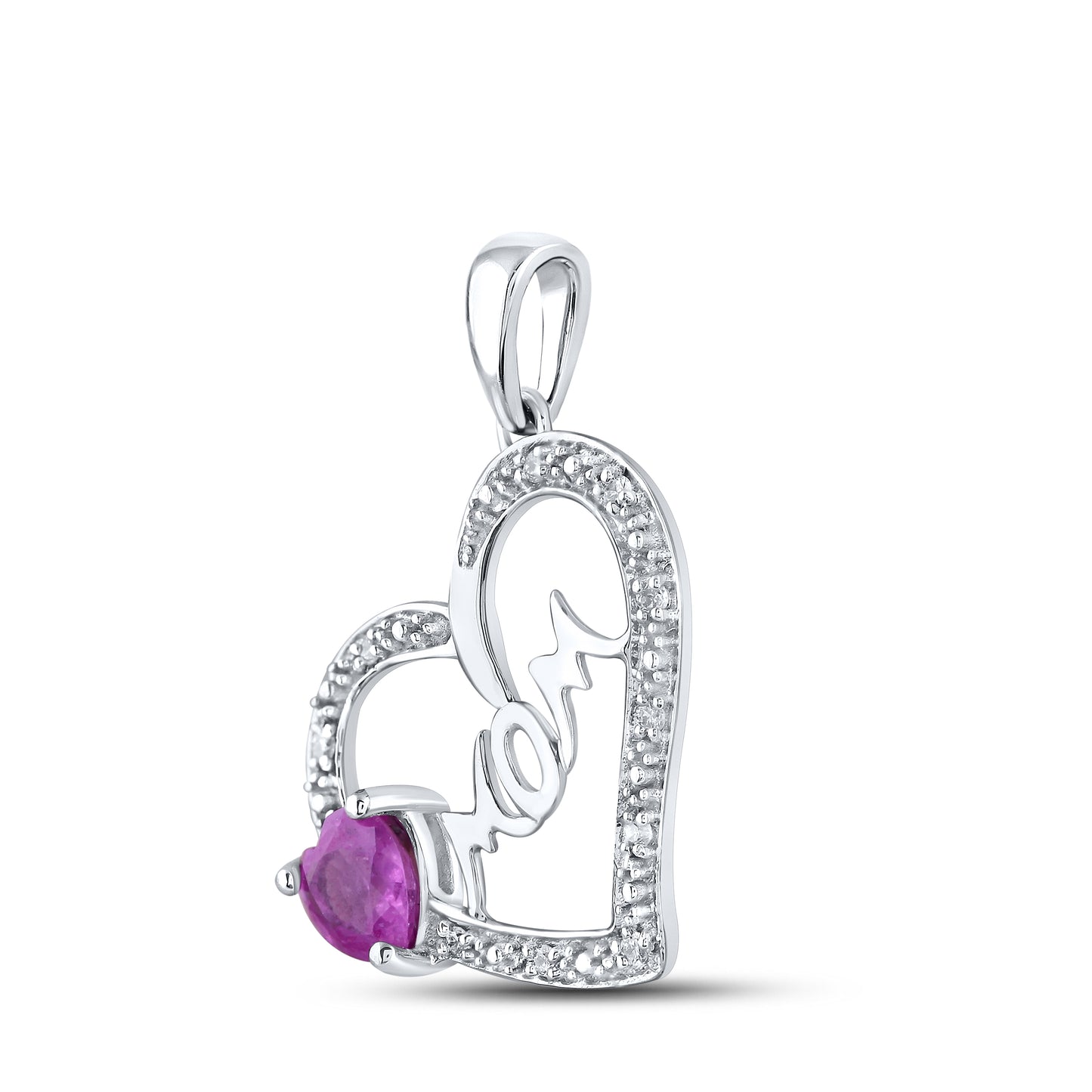 14kt White Gold 0.01 CTW Mom Diamond Pendant