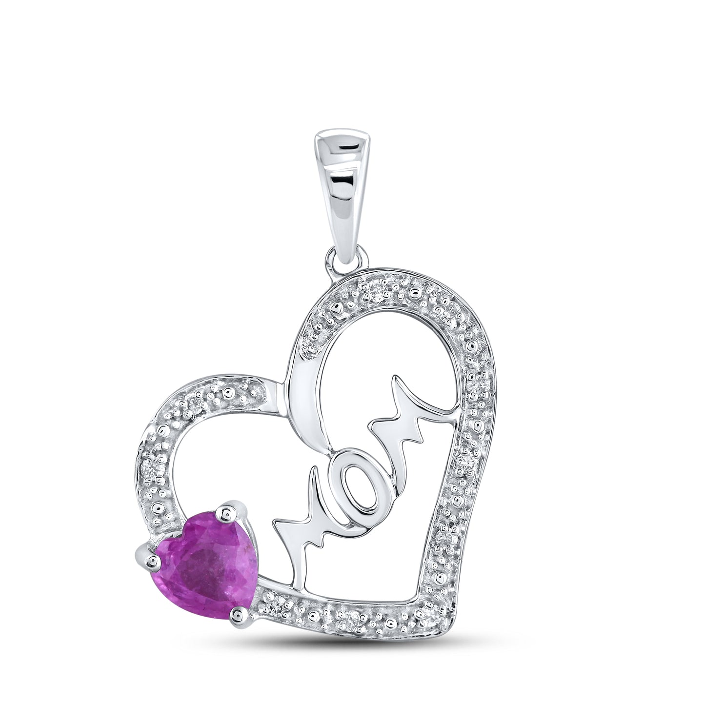 14kt White Gold 0.01 CTW Mom Diamond Pendant