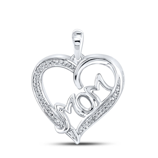 10kt White Gold 0.08 CTW Mom Diamond Pendant