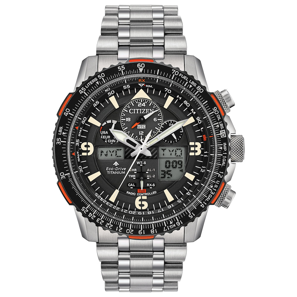 Citizen Promaster Skyhawk A-T Eco-Drive Black Titanium Band Men's Watch Model # JY8108-53E
