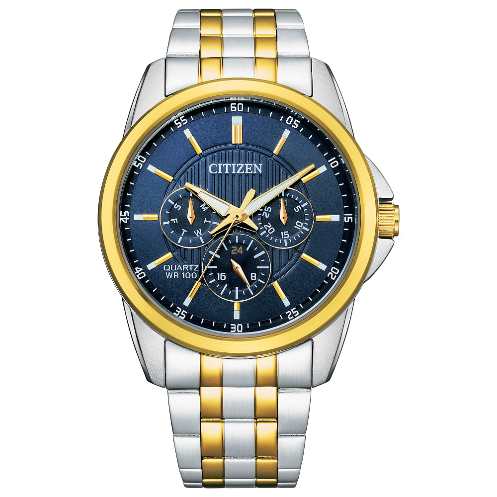 MEN QUARTZ WR100 SST BRAC BLUE