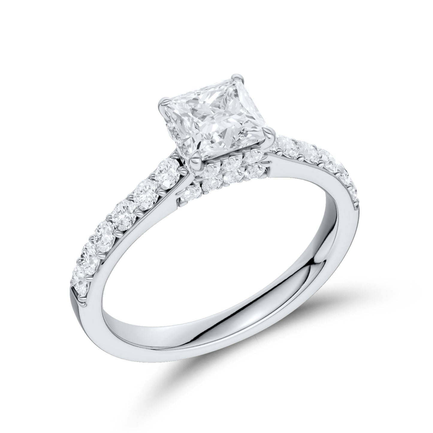 14kt White Gold 1.50 CTW Princess Square Lab Diamond Ring