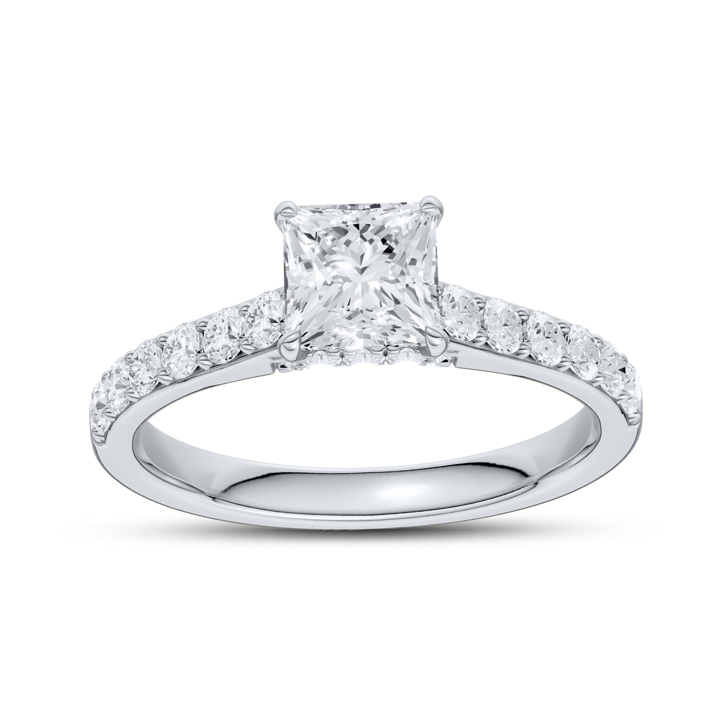 14kt White Gold 1.50 CTW Princess Square Lab Diamond Ring