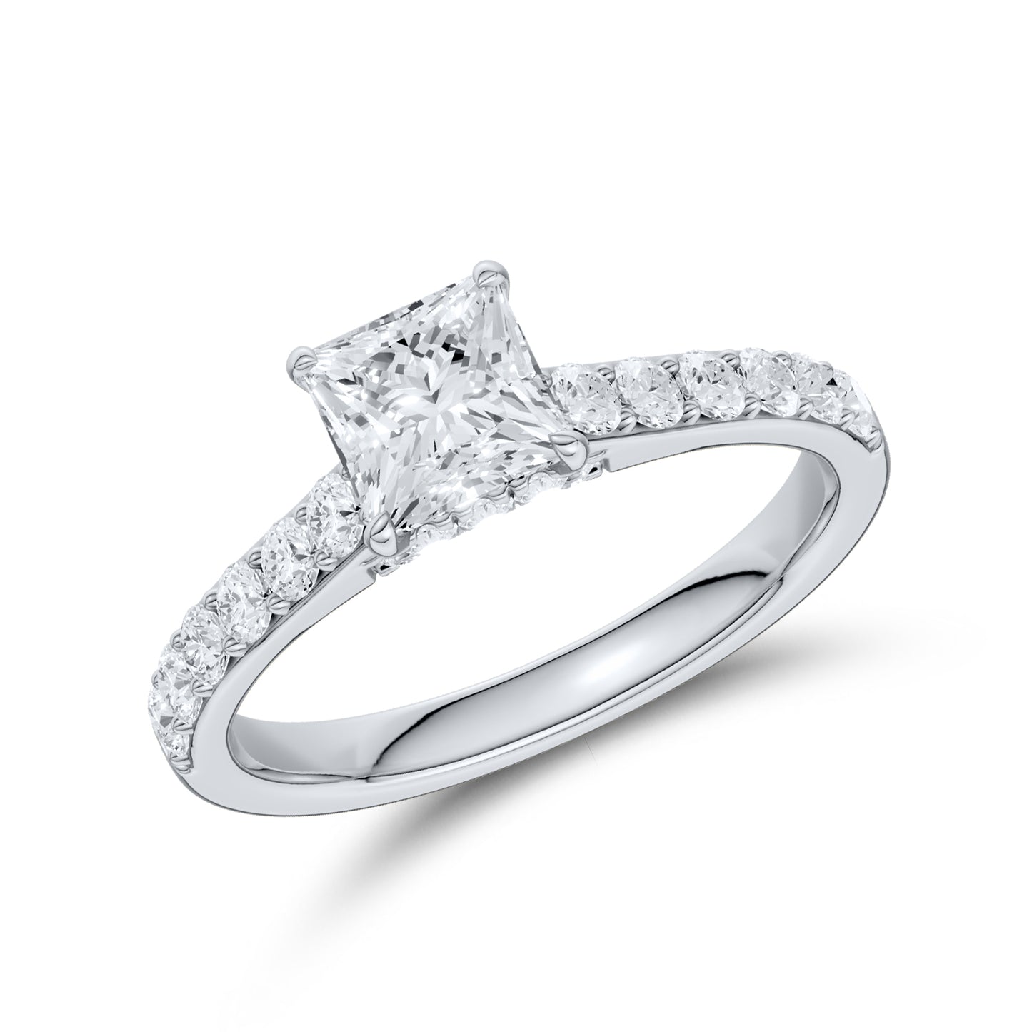 14kt White Gold 1.50 CTW Princess Square Lab Diamond Ring