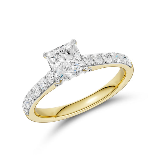 14kt Yellow Gold 1.50 CTW Square Lab Diamond  Ring