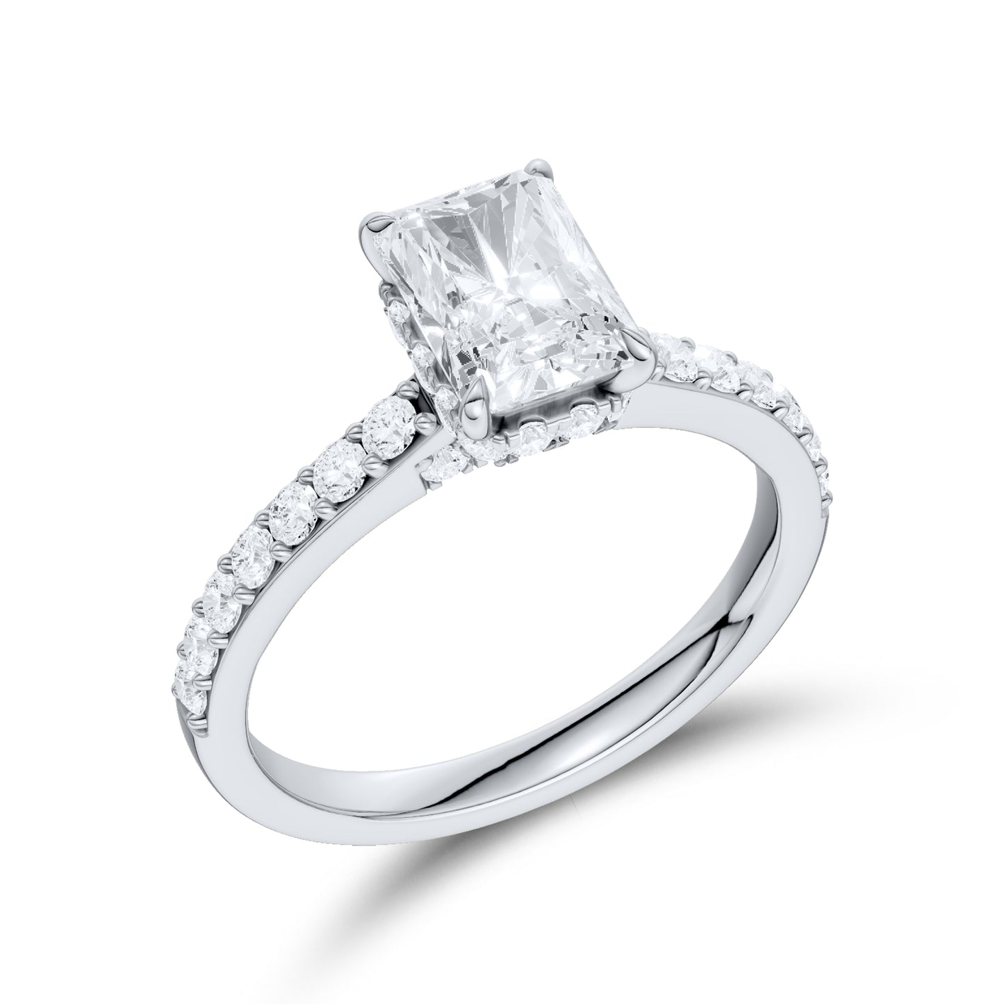 14kt White Gold 1.50 CTW Radiant Lab Diamond Ring