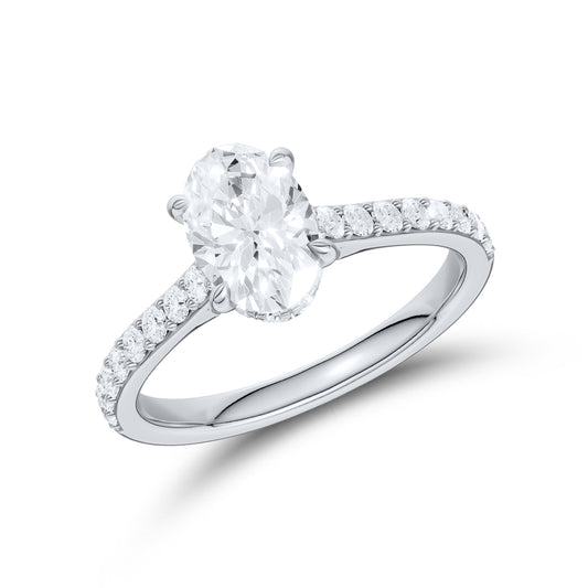 14kt White Gold 1.50 CTW Oval Lab Diamond  Ring