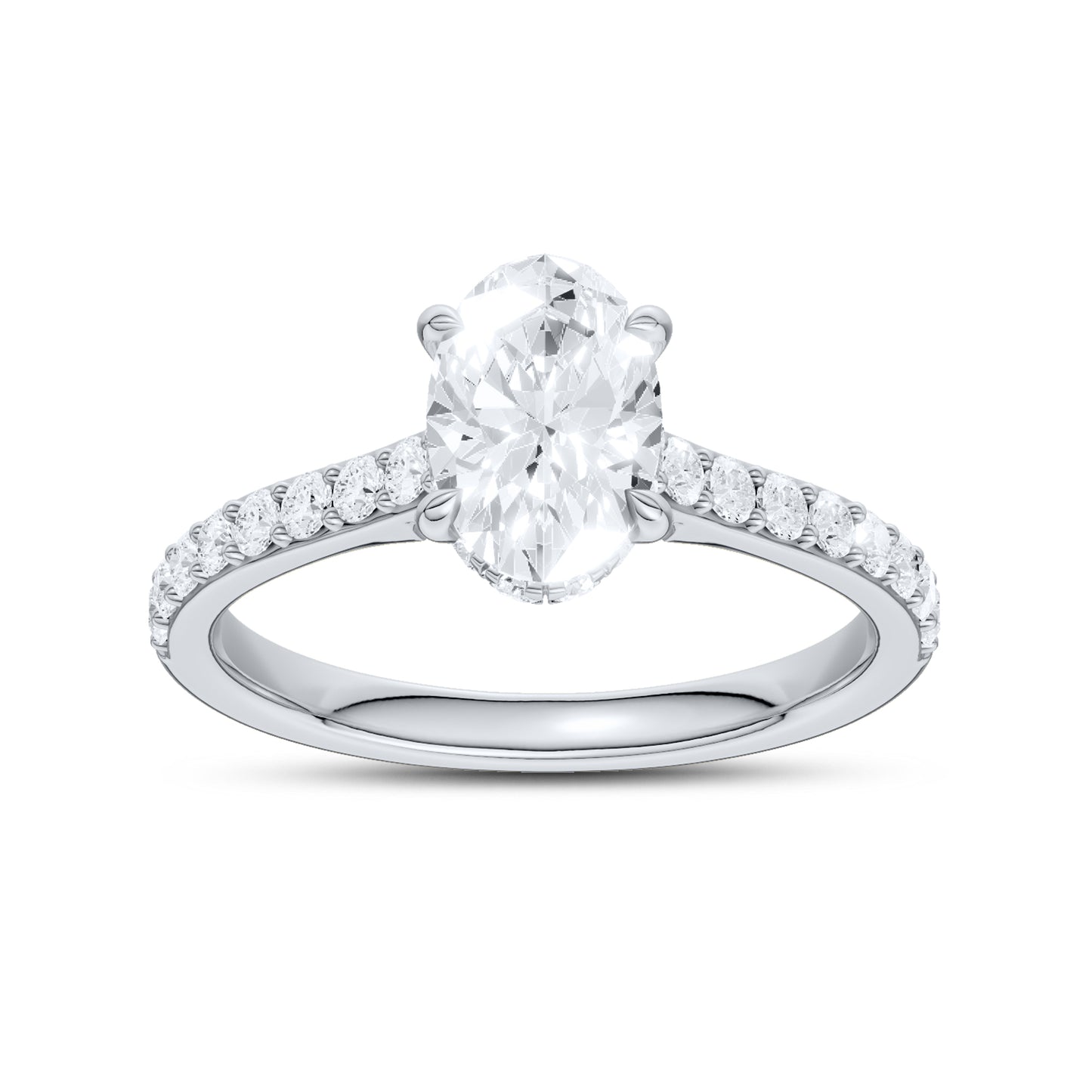 14kt White Gold 1.50 CTW Oval Lab Diamond  Ring