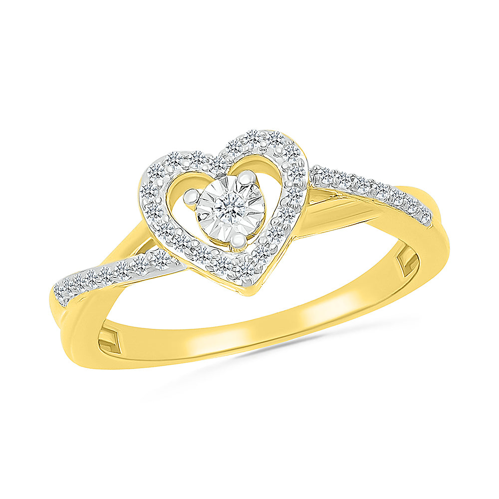 14K Yellow Gold 0.16 CTW Diamond Heart Ring