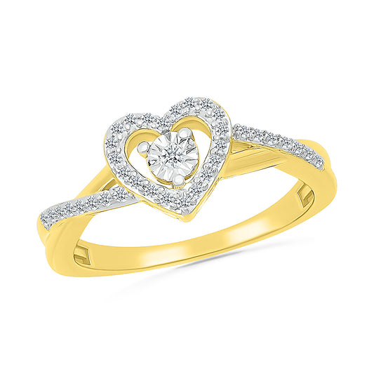 14K Yellow Gold 0.16 CTW Diamond Heart Ring