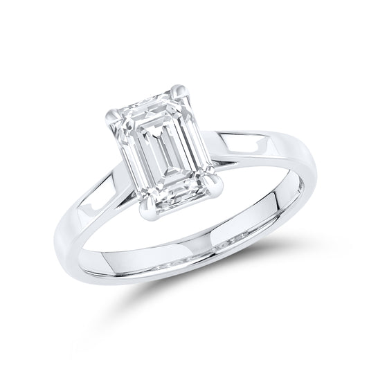 14kt White Gold 2.01 CTW Emerald Cut Lab Diamond Ring
