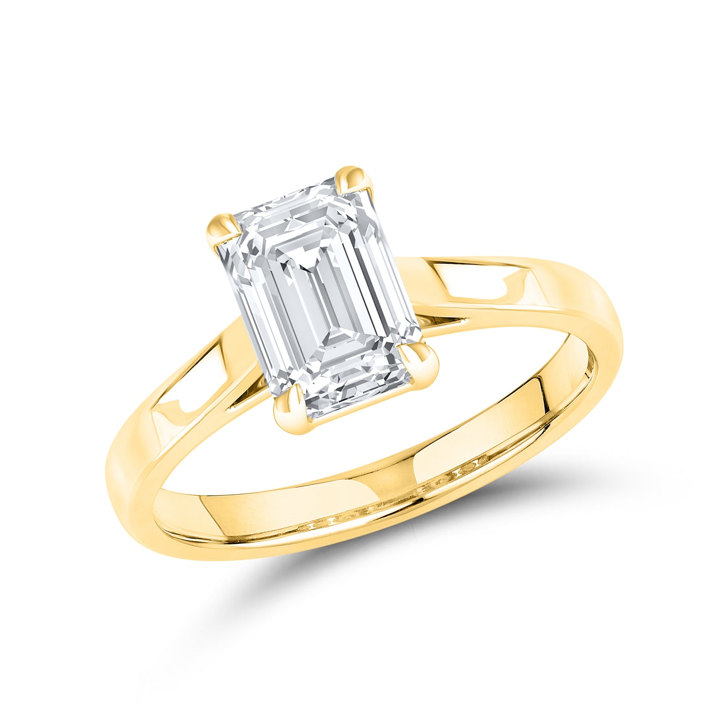 14kt Yellow Gold 2 CTW Emerald Cut Lab Diamond Ring