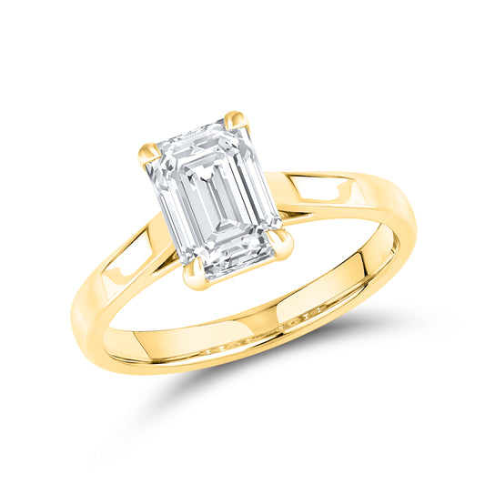 14kt Yellow Gold 2 CTW Emerald Cut Lab Diamond Ring