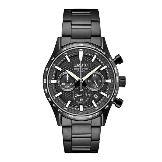 Seiko Chronograph Quartz Black Dial Men's Watch SSB415