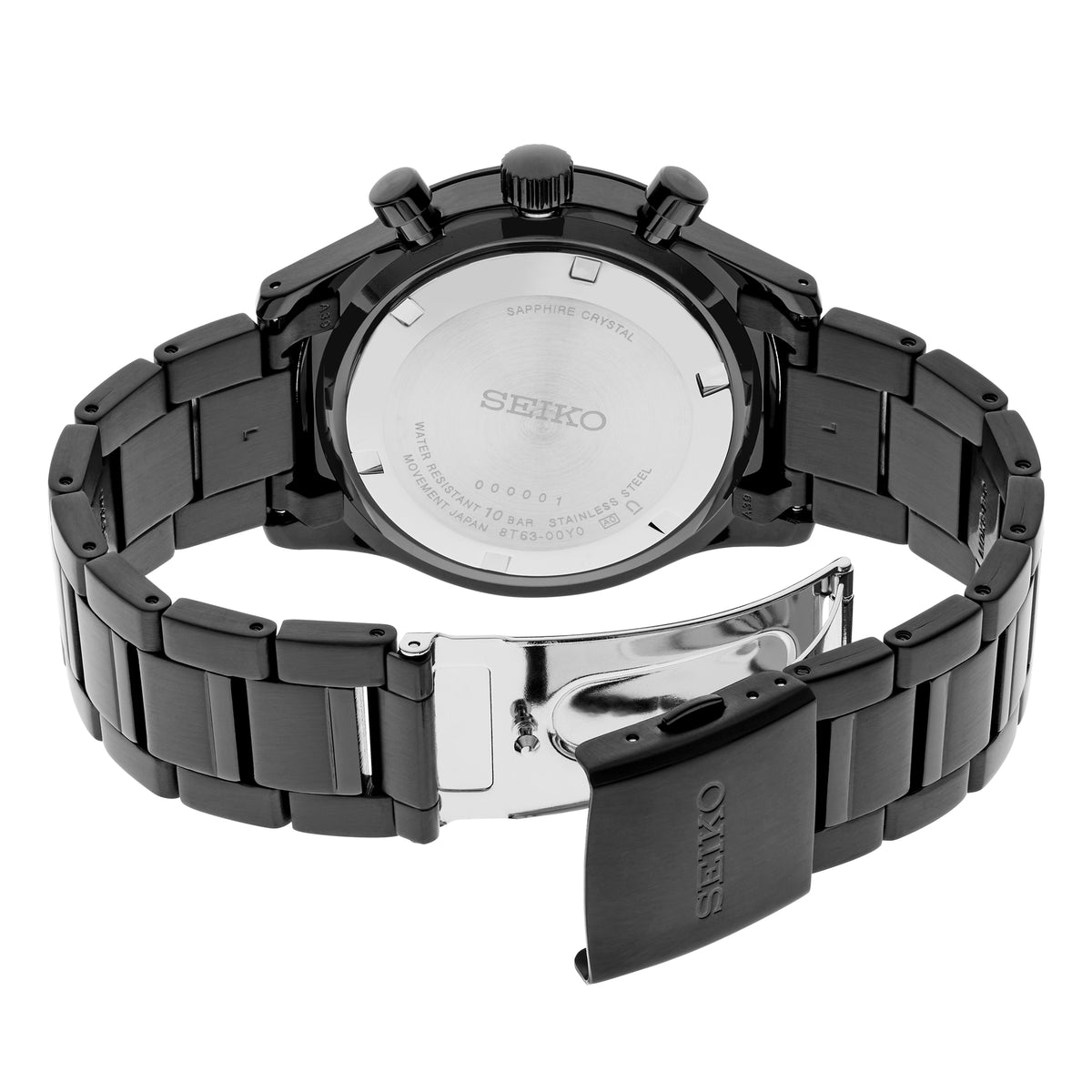 Seiko Chronograph Quartz Black Dial Men's Watch SSB415