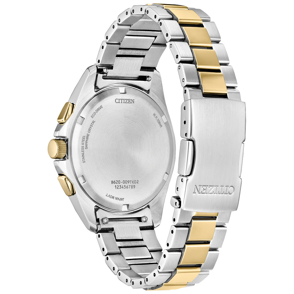 Citizen Eco-Drive Sport Luxury Green Dial Two-Tone Stainless Steel Bracelet Watch 40mm - CA4684-54X