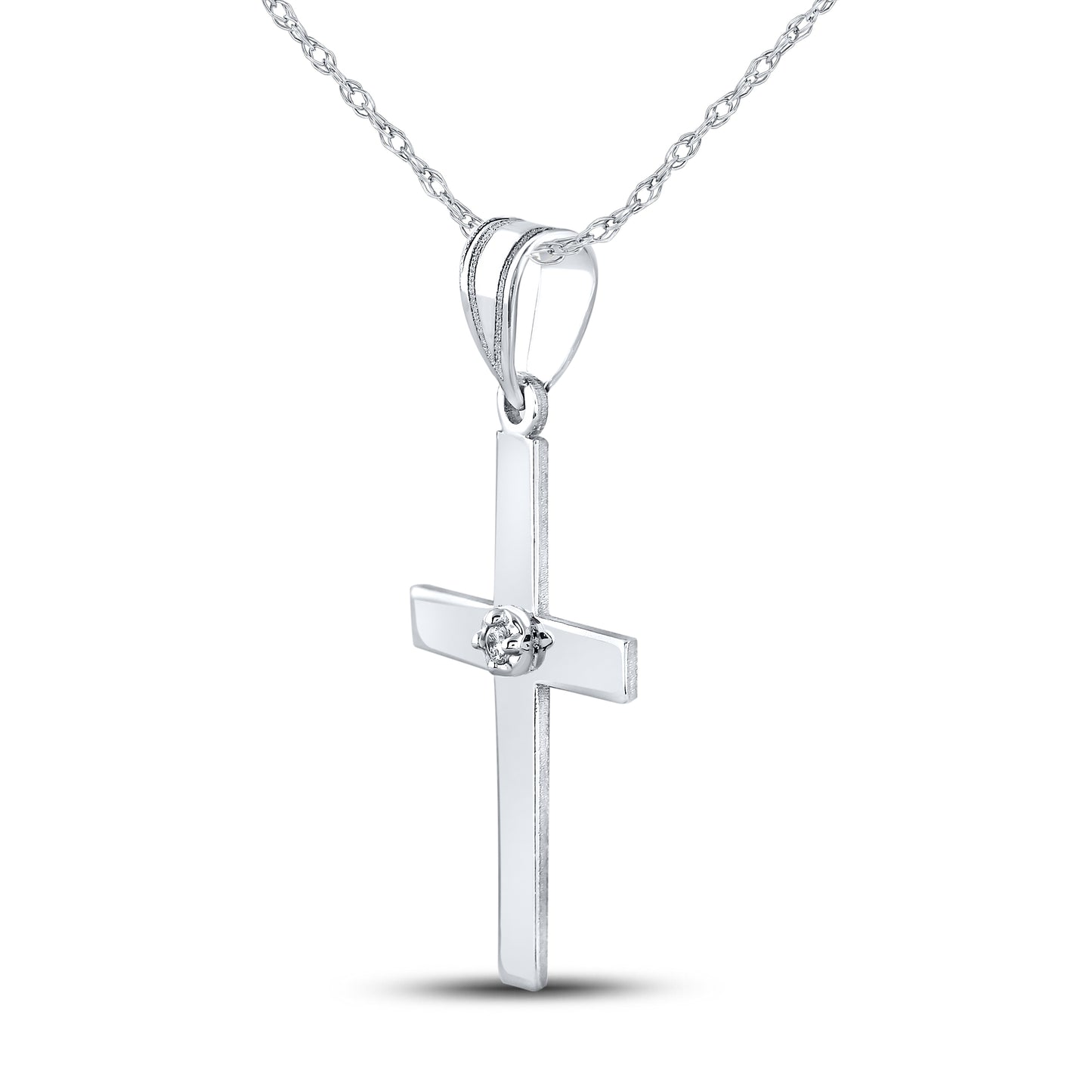14kt White Gold 0.01 CTW Diamond Pendant With 10kt Chain
