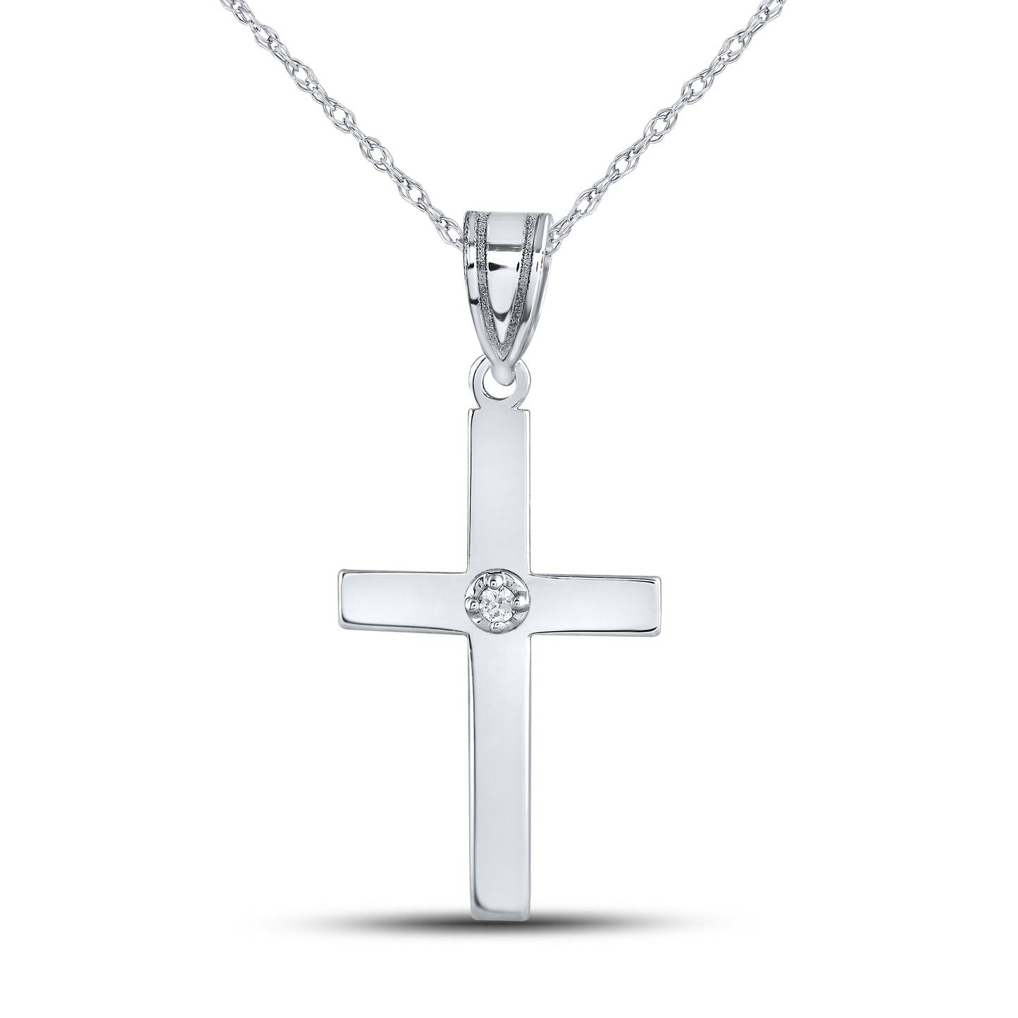 14kt White Gold 0.01 CTW Diamond Pendant With 10kt Chain