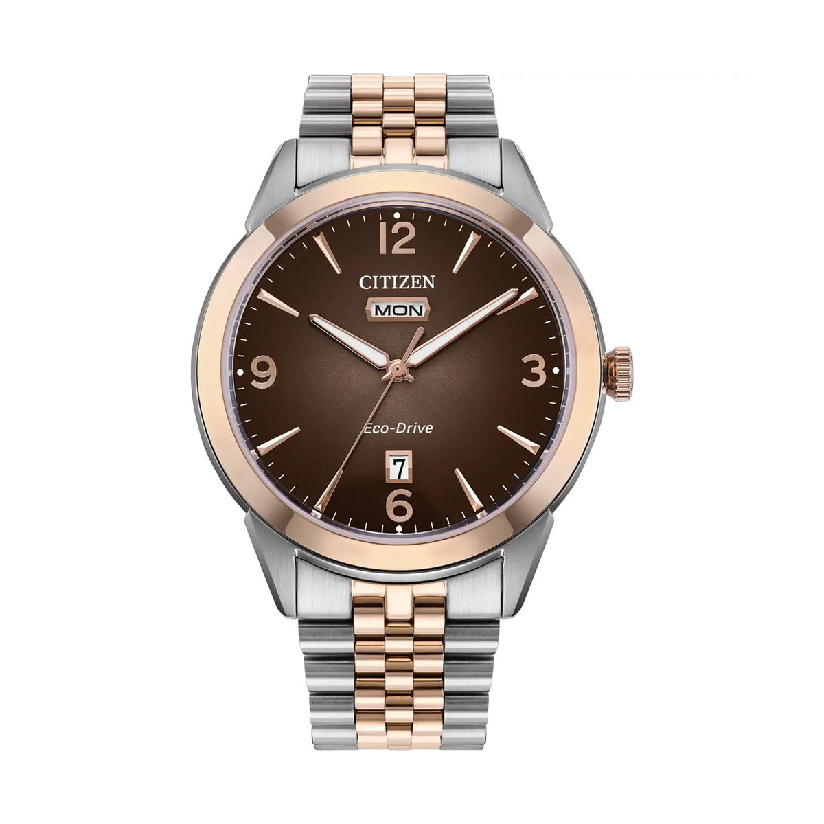 Citizen Rolan Eco-Drive Brown Dial Two-Tone Men's Watch AW0156-57X