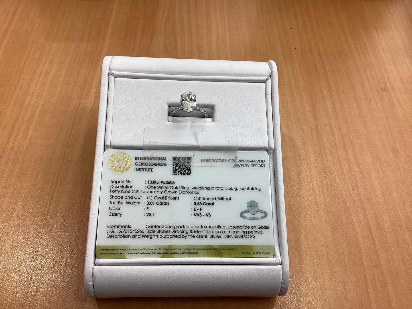 14k White Gold 3.64ctw Lab Diamond Ring