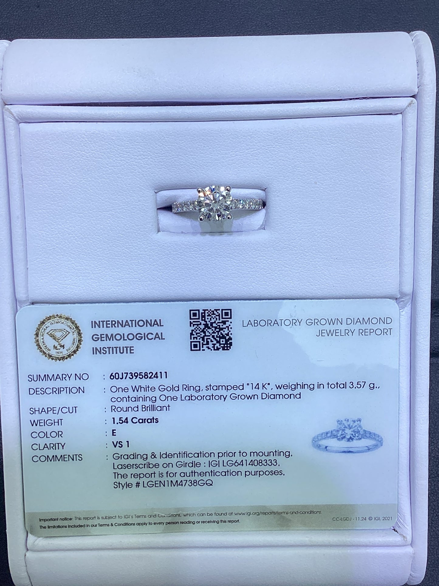 14kt White Gold 1.96 CTW Round Lab Diamond Ring