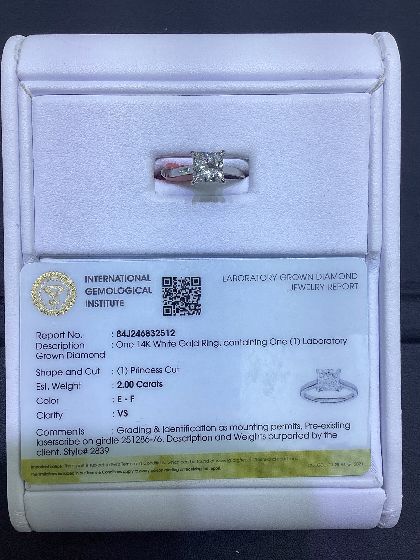 14kt White Gold 2.03 CTW Lab Diamond Ring