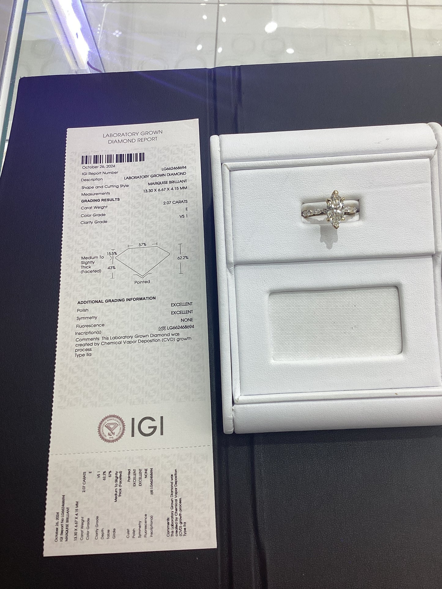 14kt White Gold 2.89 CTW Marquise Lab Diamond Ring