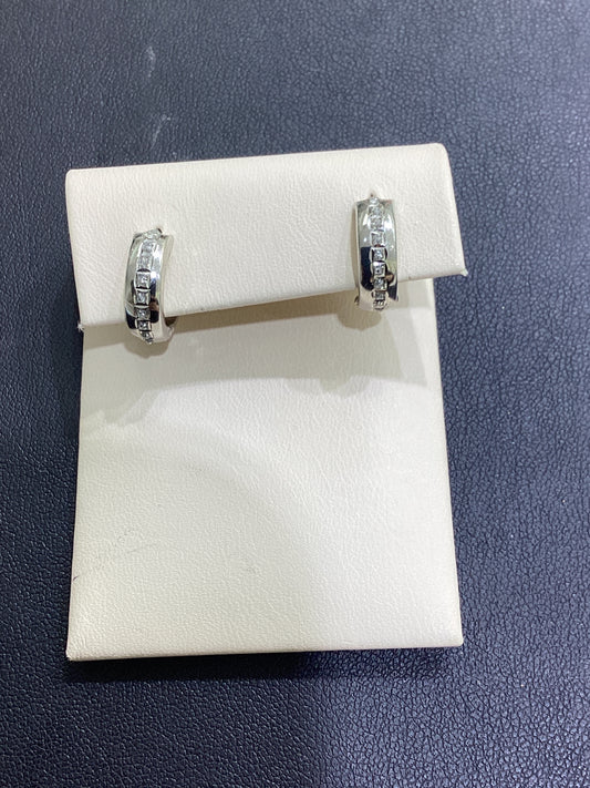 14kt White Gold 0.01 CTW Natural Diamond Hoops