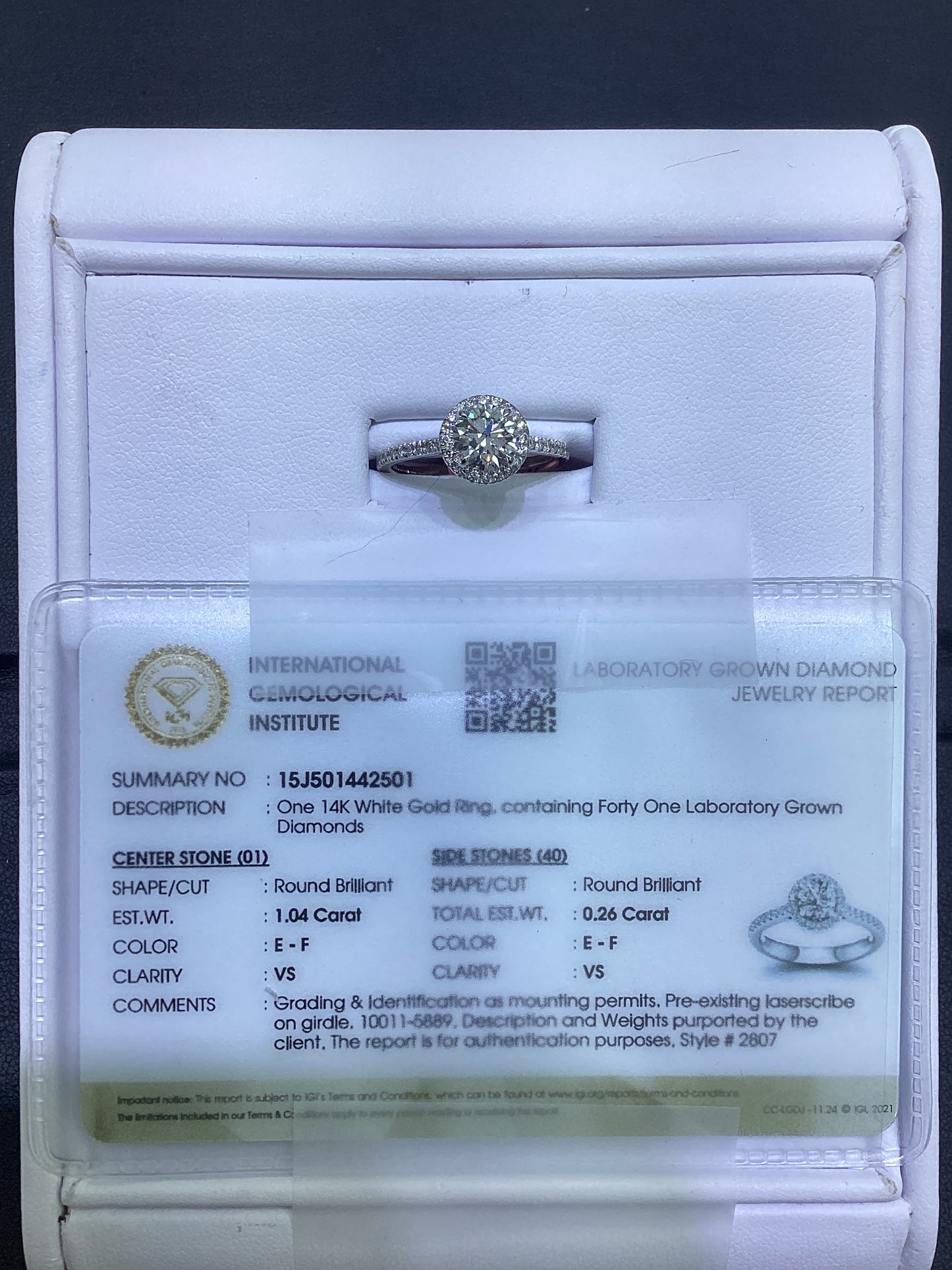 14kt White Gold 1.25 CTW Round Lab Diamond Ring