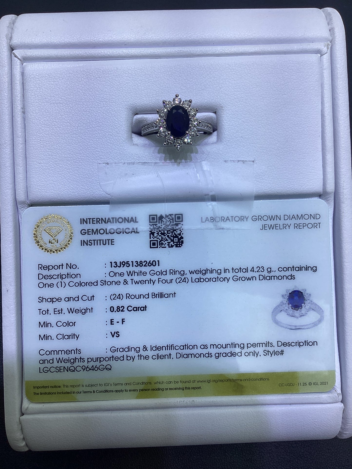 14kt White Gold 0.82 CTW Lab Diamond Ring