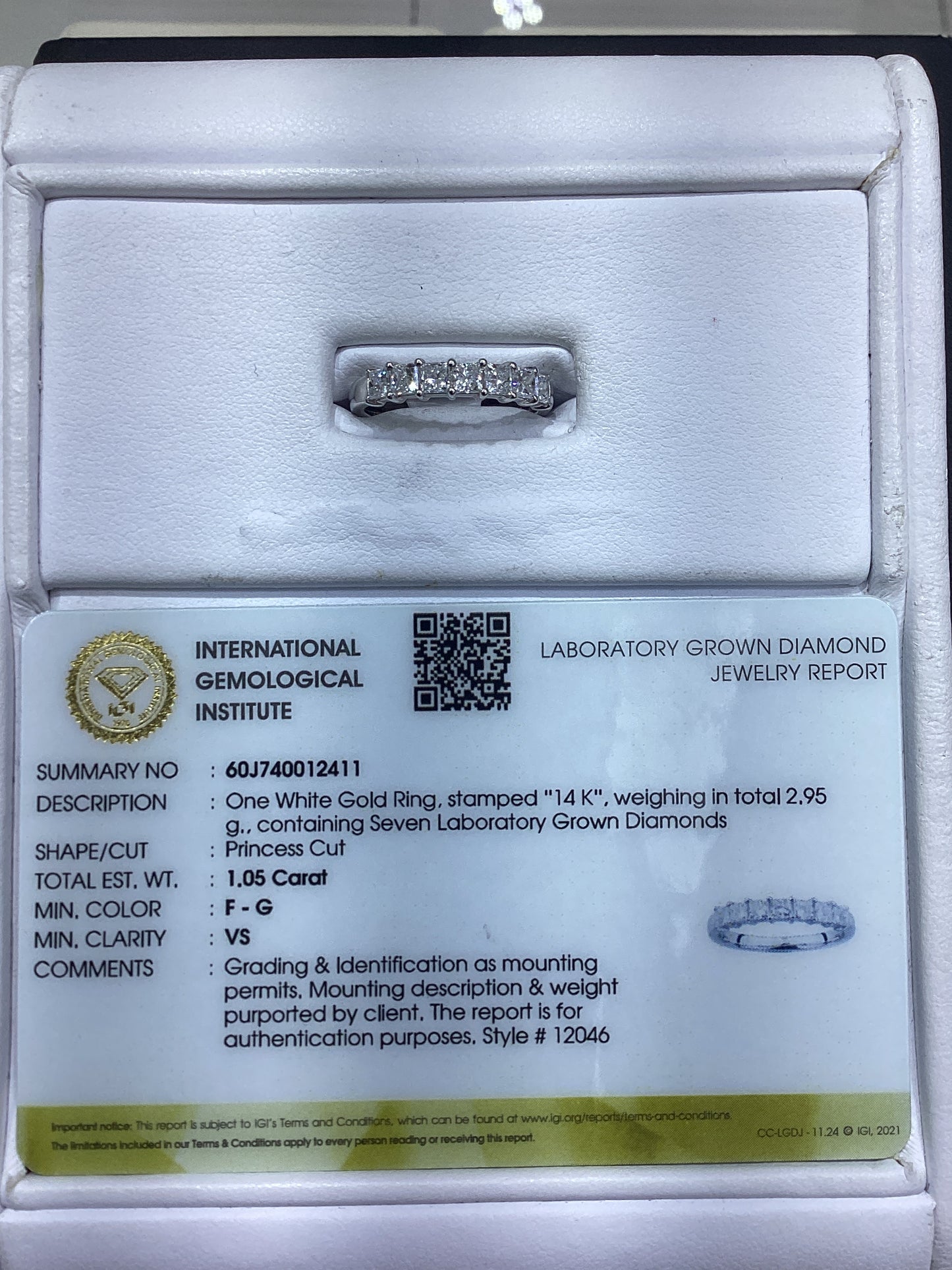 14kt White Gold 1.05 CTW Lab Diamond Band