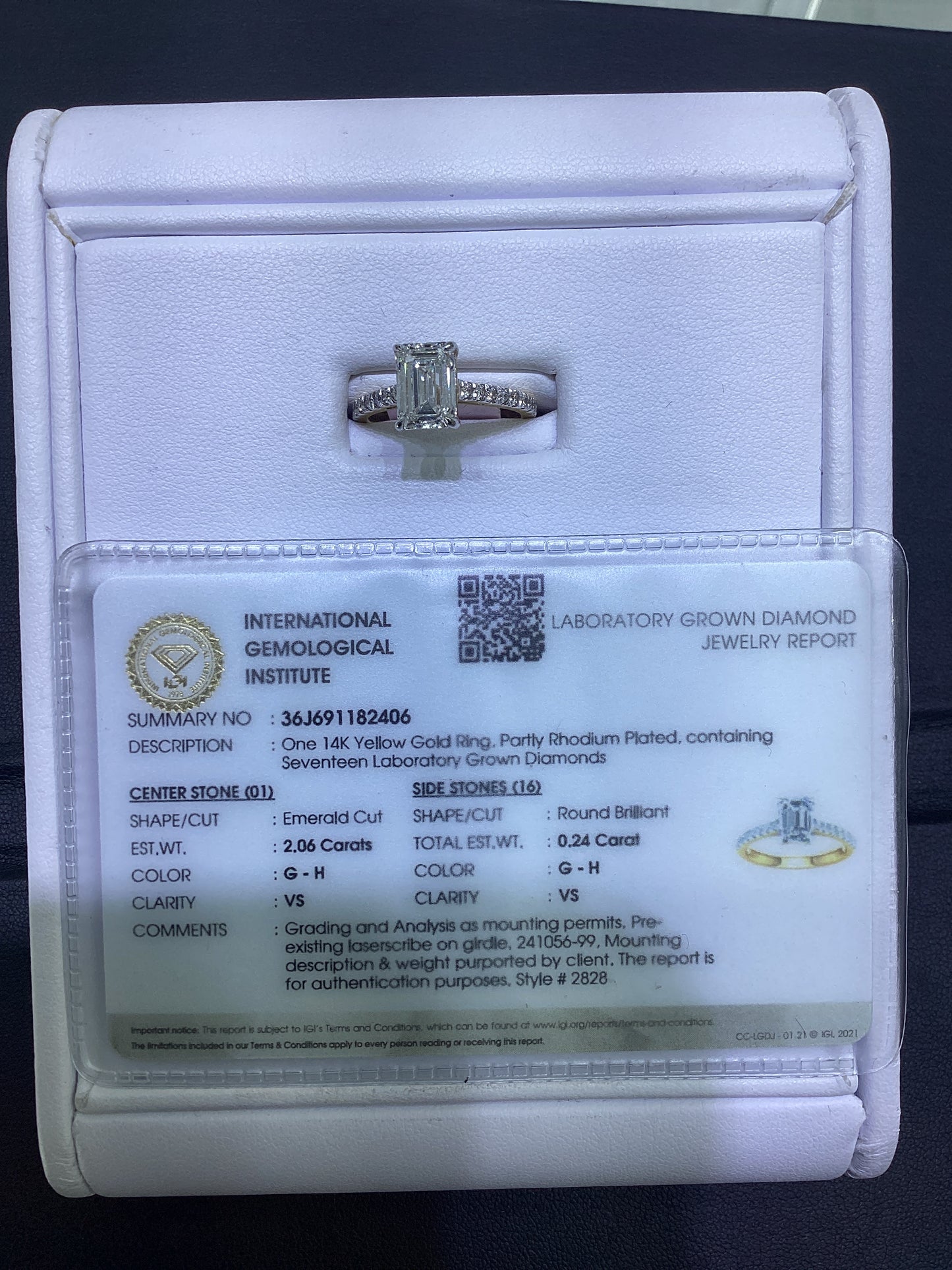 14kt Yellow Gold 2.30 CTW Emerald Lab Diamond Ring