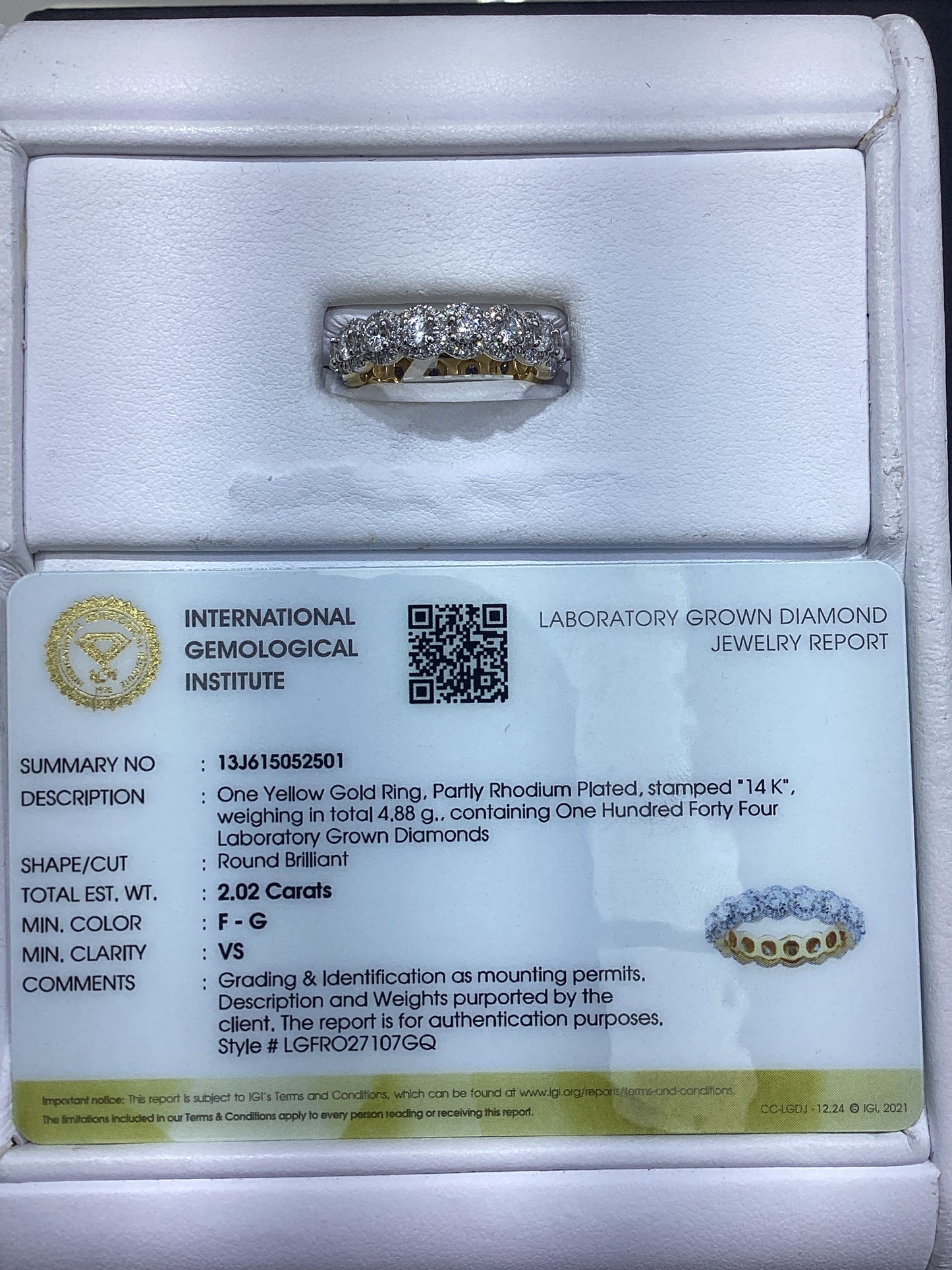 14kt Yellow Gold 2.02 CTW Eternity Lab Diamond Band