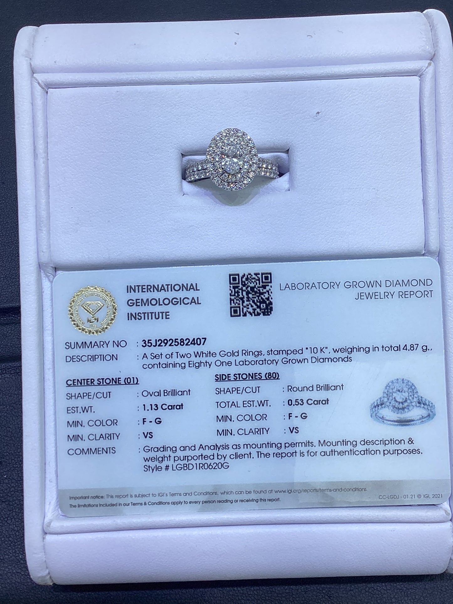 10kt White Gold 1.66 CTW Lab Diamond Ring