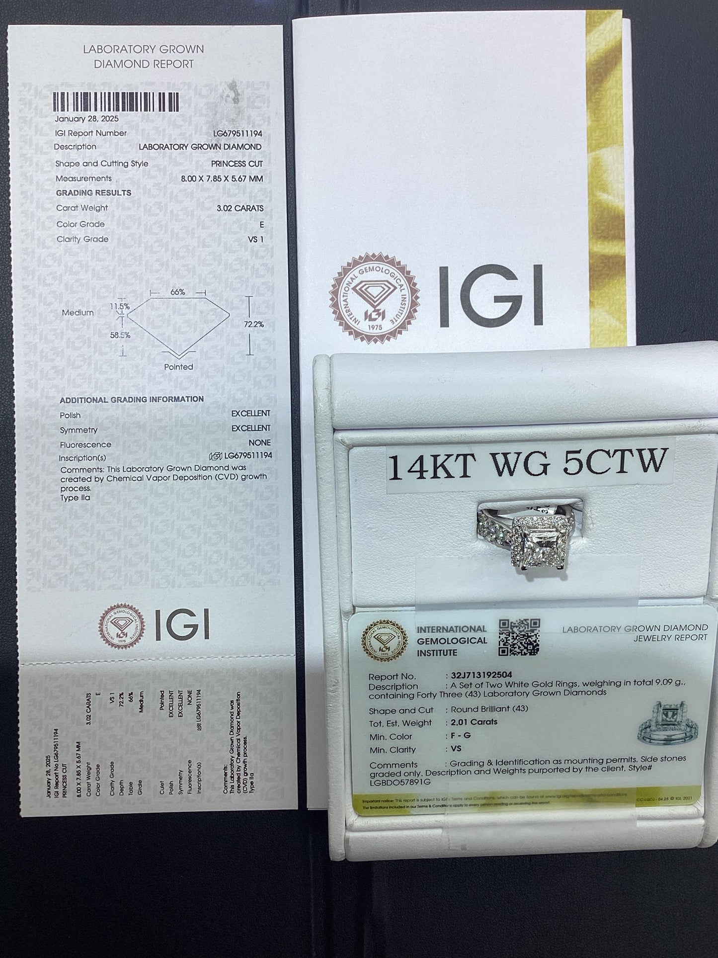 14kt White Gold 5.02 CTW Lab Diamond Bridal Set