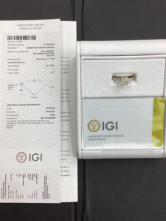 14kt Yellow Gold 2.15 CTW Radiant Lab Diamond Ring