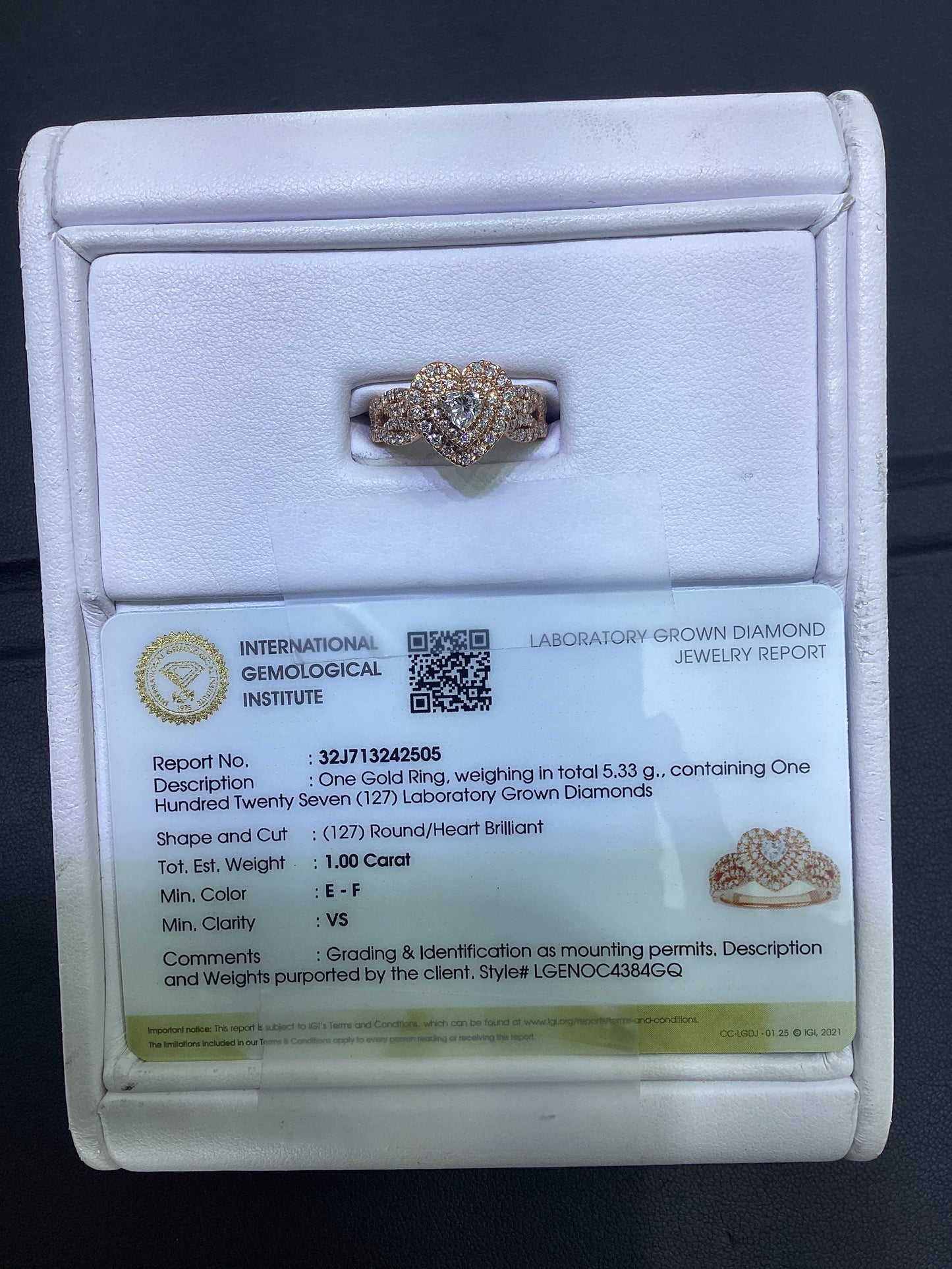 14kt Rose Gold 1 CTW Lab Diamond Ring