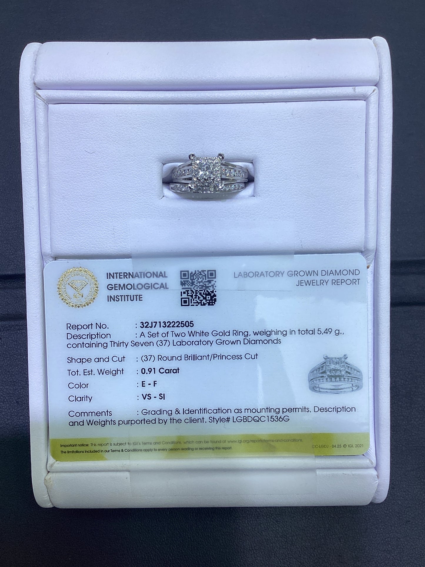 14kt White Gold 0.91 CTW  Lab Diamond Bridal Ring Set