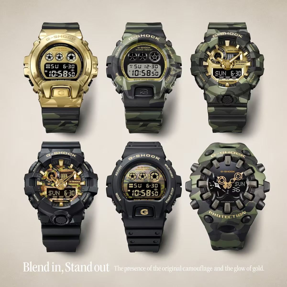 CASIO G-SHOCK GM-6900CMG-3 CAMO AND GOLD Camouflage Digital Men Wrist Watch