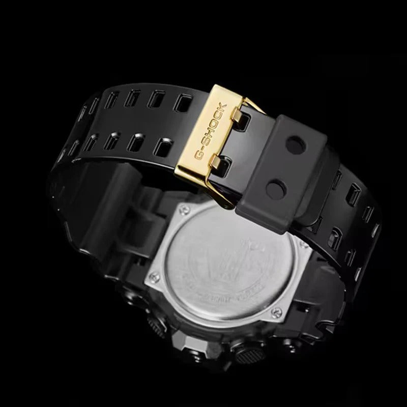 Men's Casio G-Shock Classic Black Resin Strap Watch with Gold-Tone Dial (Model: GA710GB-1A)
