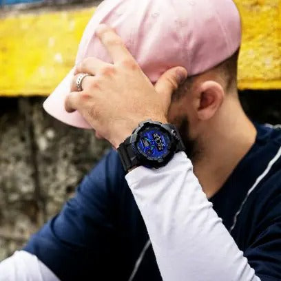Men's Casio G-Shock Virtual World Analog-Digital Blue Violet Metallic Dial Watch GA700VB-1A