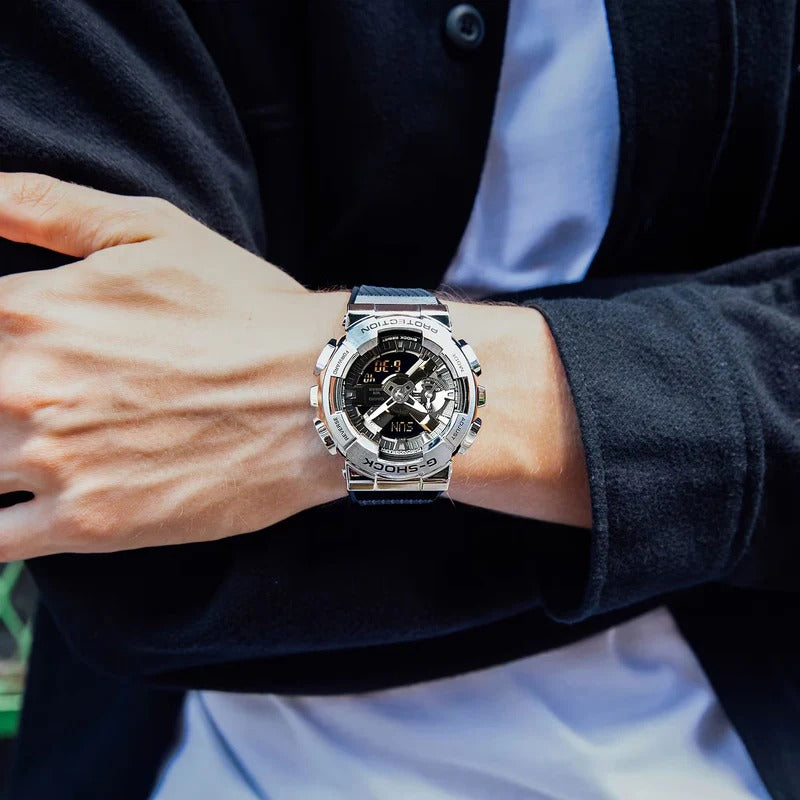 Men's Casio G-Shock Analog-Digital Stainless Steel Bezel Watch GM110-1A